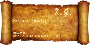 Kolozs Gyula névjegykártya
